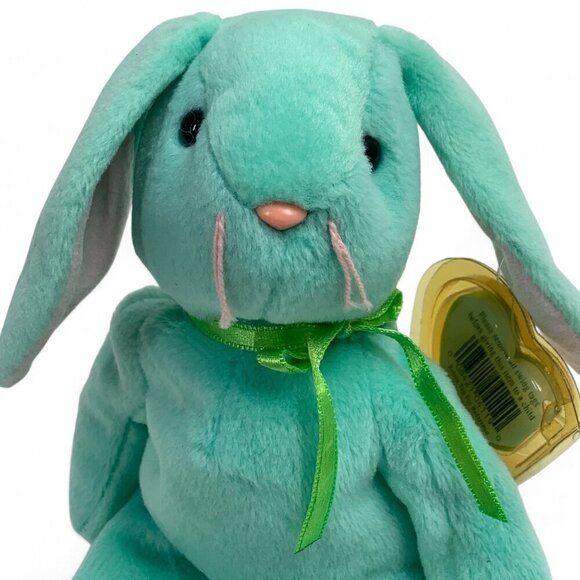TY Beanie Babies "Hippity" The Green Bunny 8" Plush Toy Collectible 1996 NWT - Picture 6 of 6